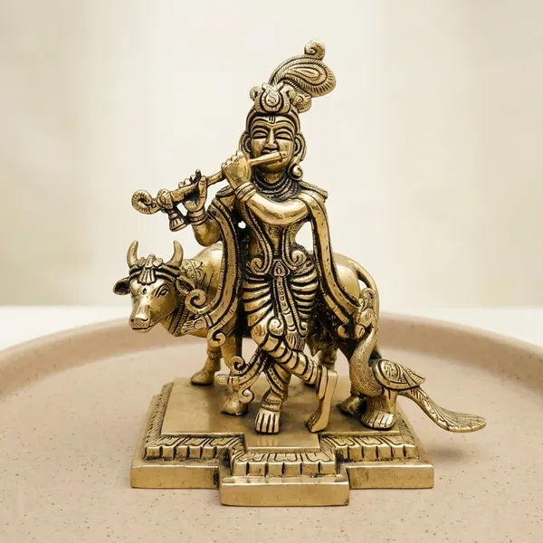 Brass_Traditional_Krishna_With_Cow_Flute_Player_Idol