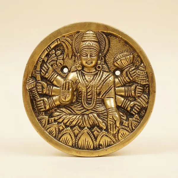 Brass_Antique_Gold_Ashta_Lakshmi_Round_Wall_Plate_Set_Of_8