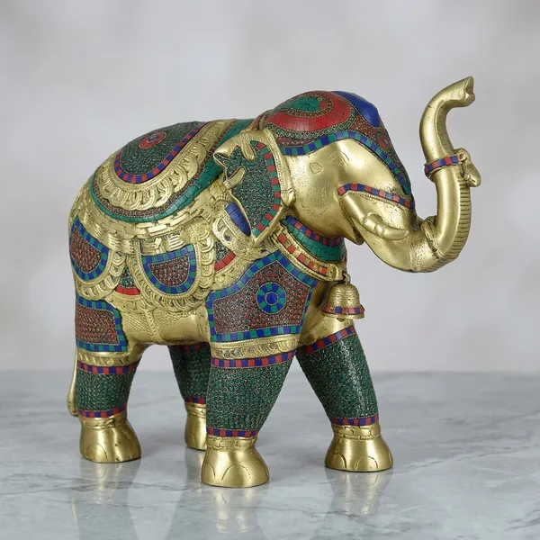 Brass_Meenakari_Multicolor_Elephant_Pair_Showpiece