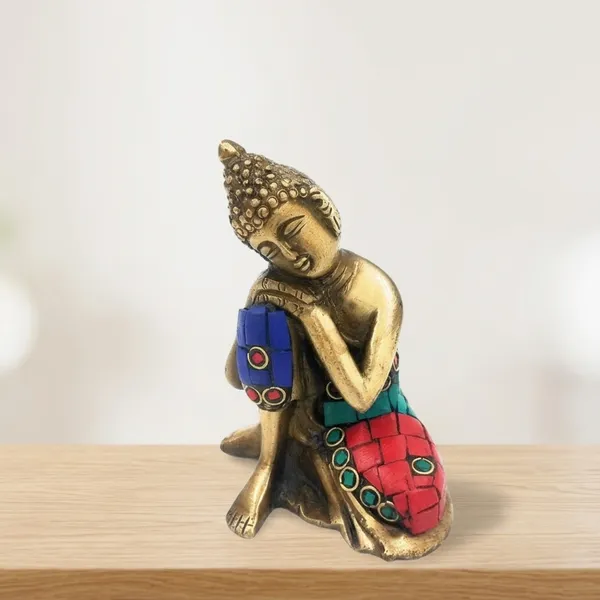 Brass_Antique_Resting_Buddha_Gemstone_Inlay_Showpiece