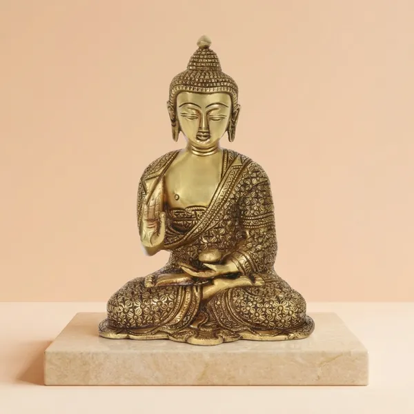 Brass_Antique_Floral_Engraved_Meditating_Buddha_Idol_Statue