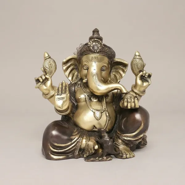 Brass_Golden_Seated_Ganesha_Idol_With_Bronze_Accents