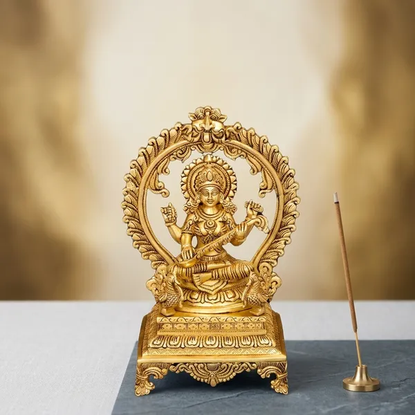 Brass_Goddess_Lakshmi_Peacock_Arch_Singhasan_Idol