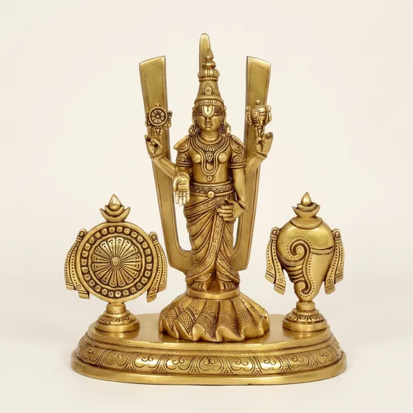 Brass_Shankh_Chakra_Balaji_Idol_With_Stand