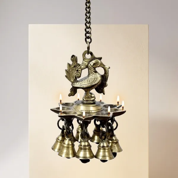 Brass_Traditional_Peacock_Hanging_Diya_With_Bells