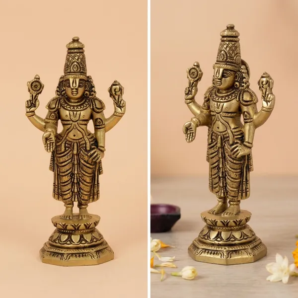 Brass_Tirupati_Balaji_Standing_Idol_Antique_Gold_6_Inch