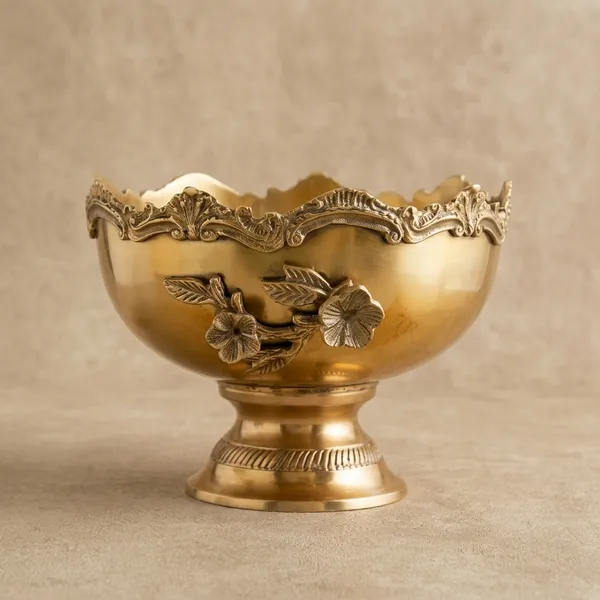 Brass_Golden_Floral_Embossed_Decorative_Bowl