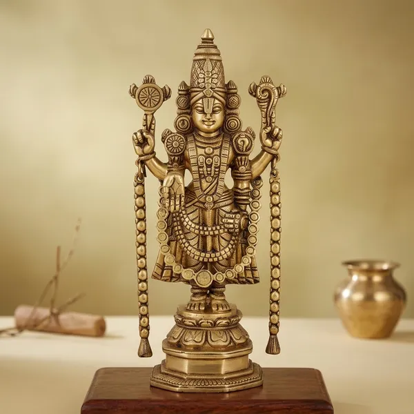 Brass_Tirupati_Balaji_Standing_Idol_Antique_Gold_11_Inch