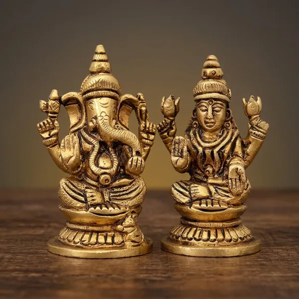 Brass_Antique_Seated_Lakshmi_Ganesha_Idol_Set