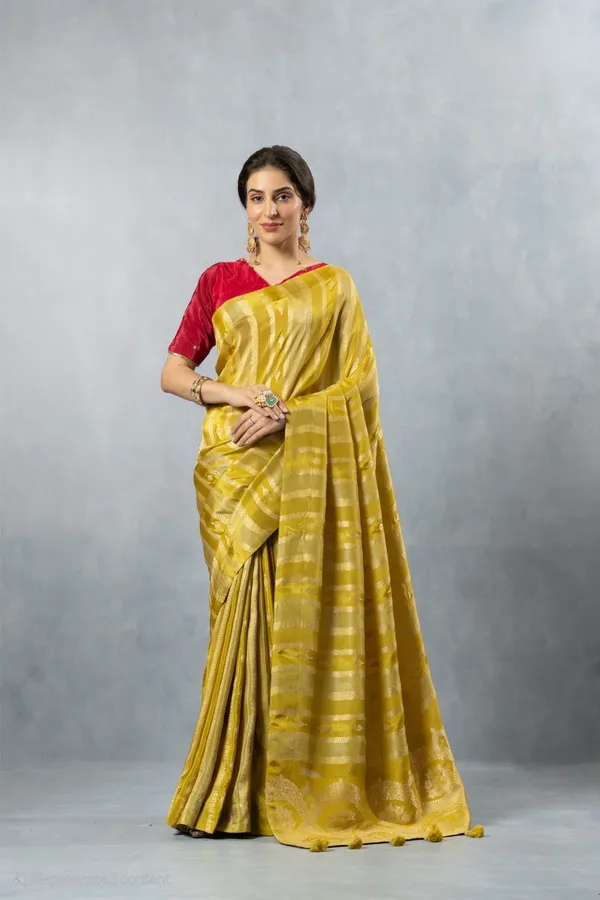 Lime_Green_Striped_Zari_silk_Saree_Lime_Yellow
