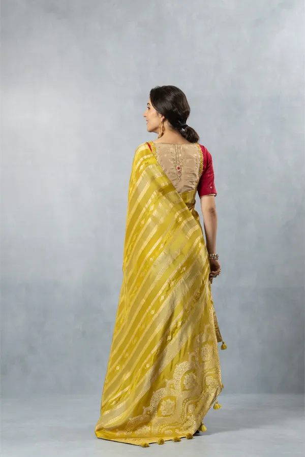 Lime_Green_Striped_Zari_silk_Saree_Lime_Yellow