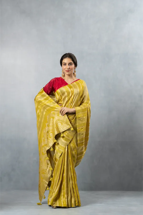 Lime_Green_Striped_Zari_silk_Saree_Lime_Yellow