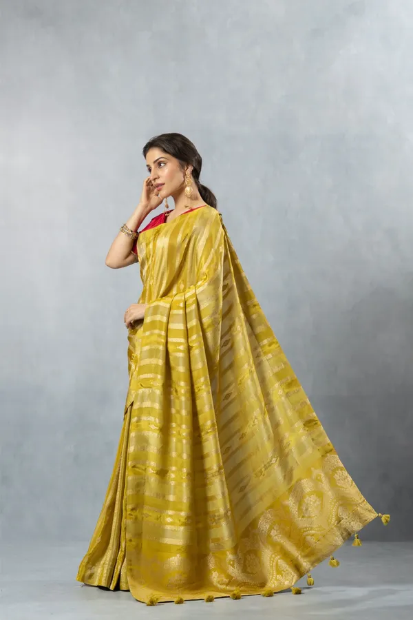 Lime_Green_Striped_Zari_silk_Saree_Lime_Yellow