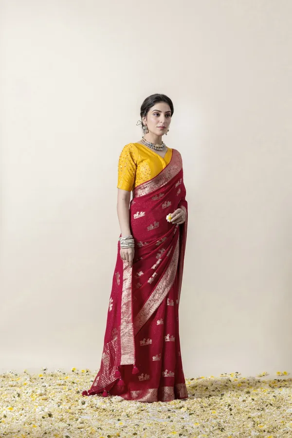 Rani_Pink_Deer_Crepe_Georgette_Saree_Maroon