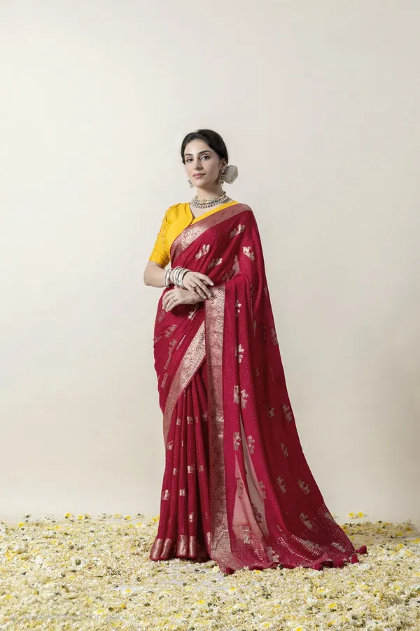 Rani_Pink_Deer_Crepe_Georgette_Saree_Maroon