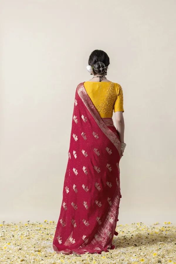 Rani_Pink_Deer_Crepe_Georgette_Saree_Maroon