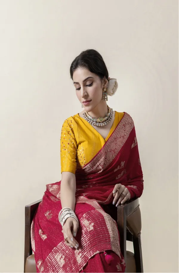 Rani_Pink_Deer_Crepe_Georgette_Saree_Maroon