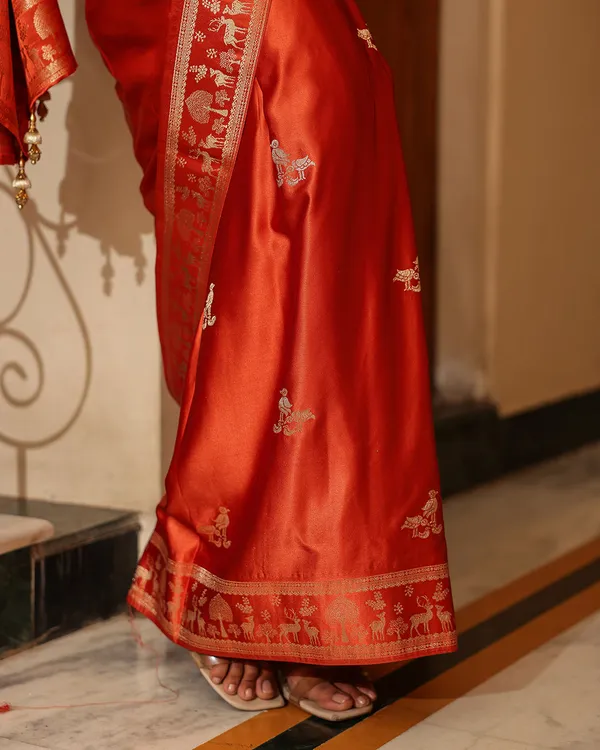 Rust_Orange_Dola_Silk_Animal_Motif_Saree