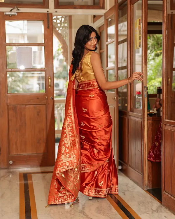 Rust_Orange_Dola_Silk_Animal_Motif_Saree