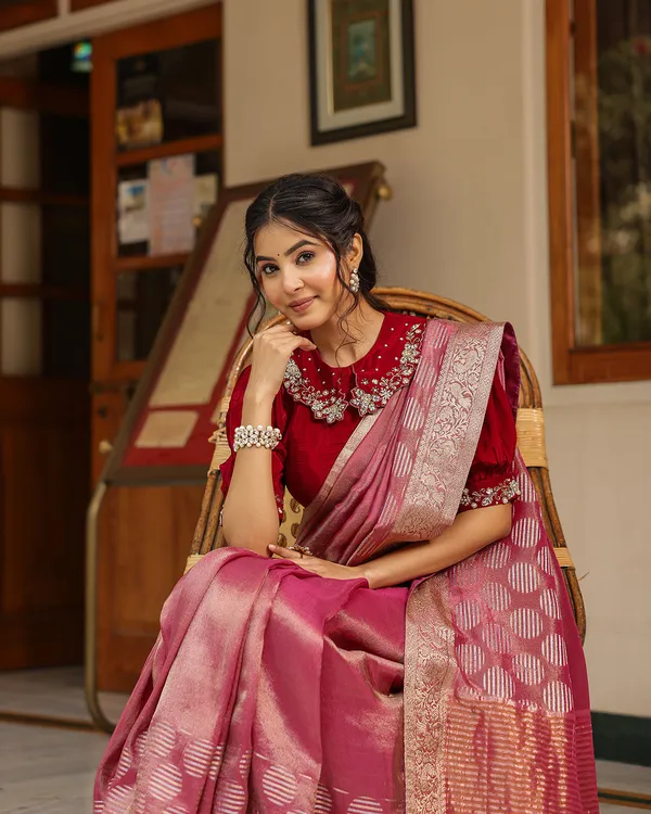 Maroon_Designer_Embellished_Blouse_Saree