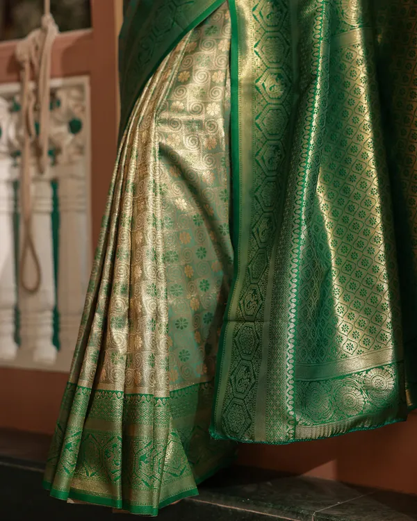 Forest_Green_Peacock_Silk_Saree