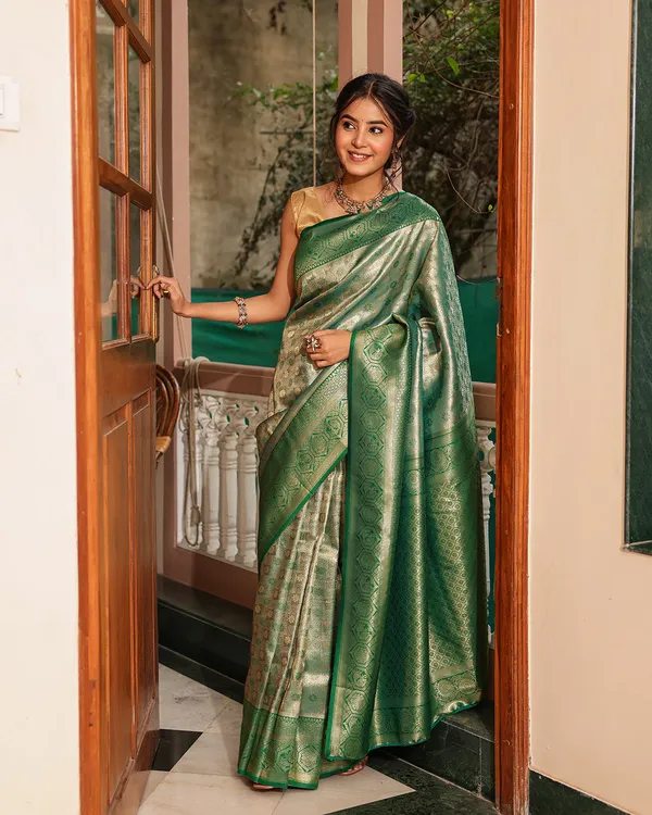 Forest_Green_Peacock_Silk_Saree