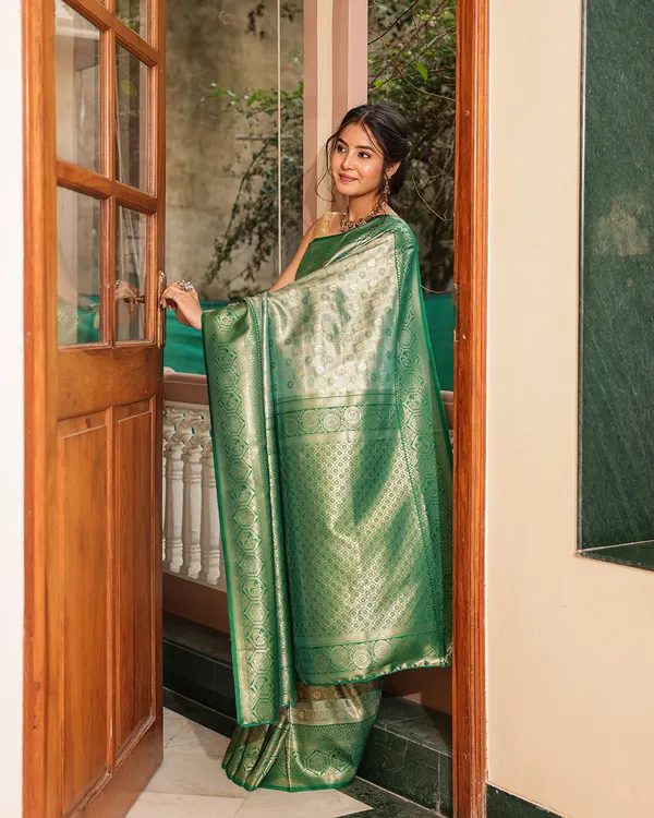 Forest_Green_Peacock_Silk_Saree