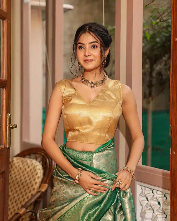 Forest_Green_Peacock_Silk_Saree