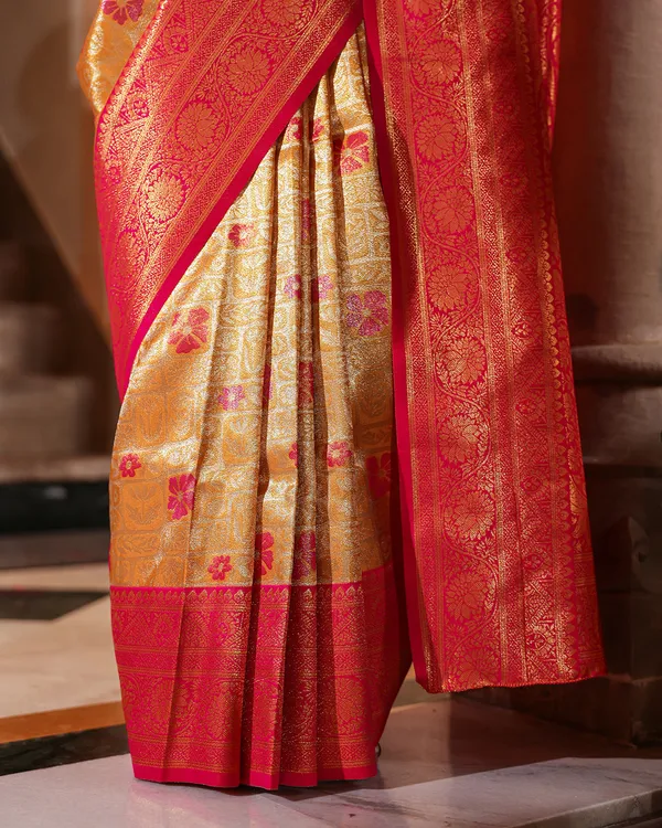 Yellow_Pink_Silk_Saree