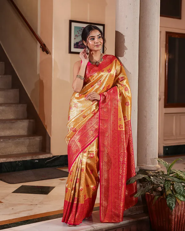 Yellow_Pink_Silk_Saree