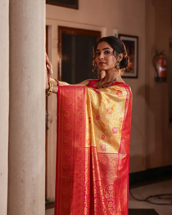 Yellow_Pink_Silk_Saree