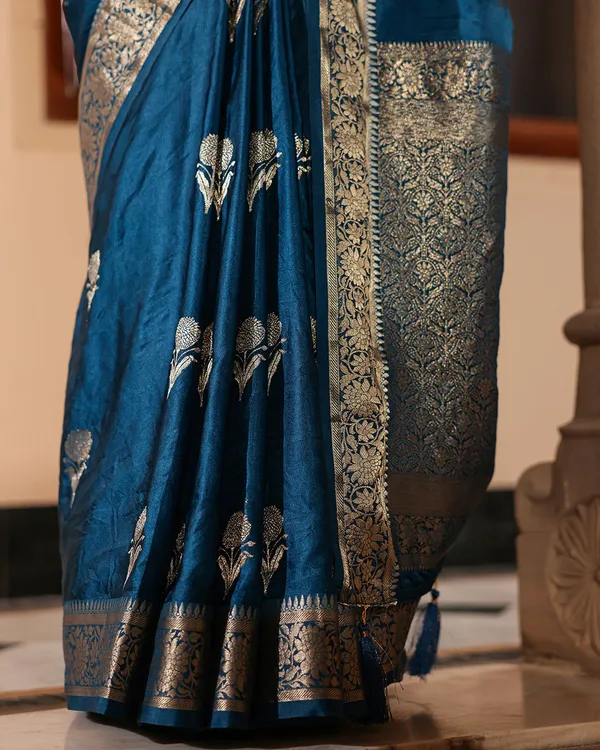 Midnight_Blue_Golden_Zari_Silk_Saree