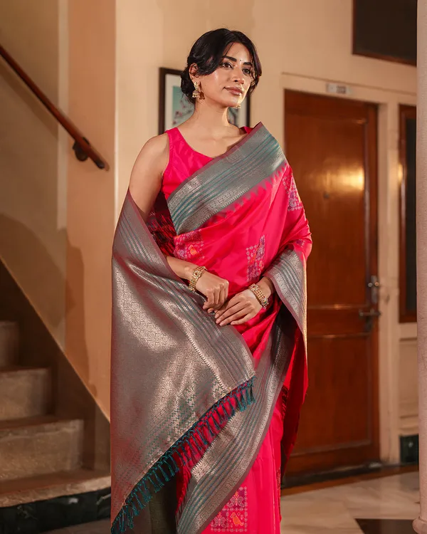 Rani_Pink_Patola_Print_Silk_Saree