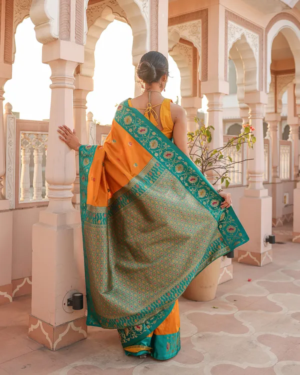 Yellow_Minakari_Silk_Saree