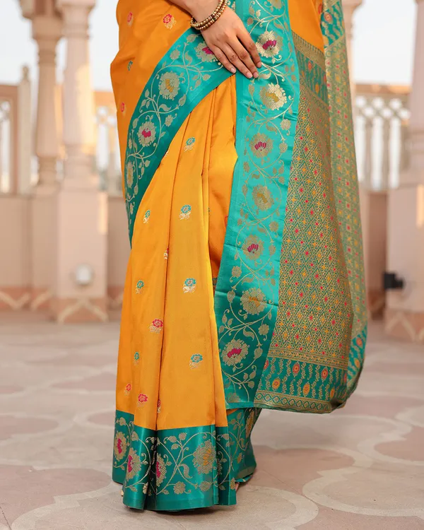 Yellow_Minakari_Silk_Saree