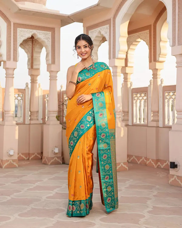 Yellow_Minakari_Silk_Saree