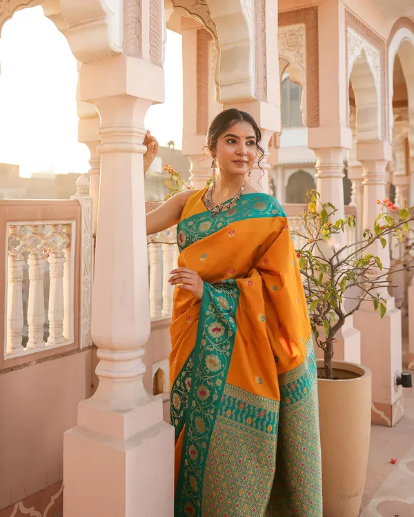 Yellow_Minakari_Silk_Saree