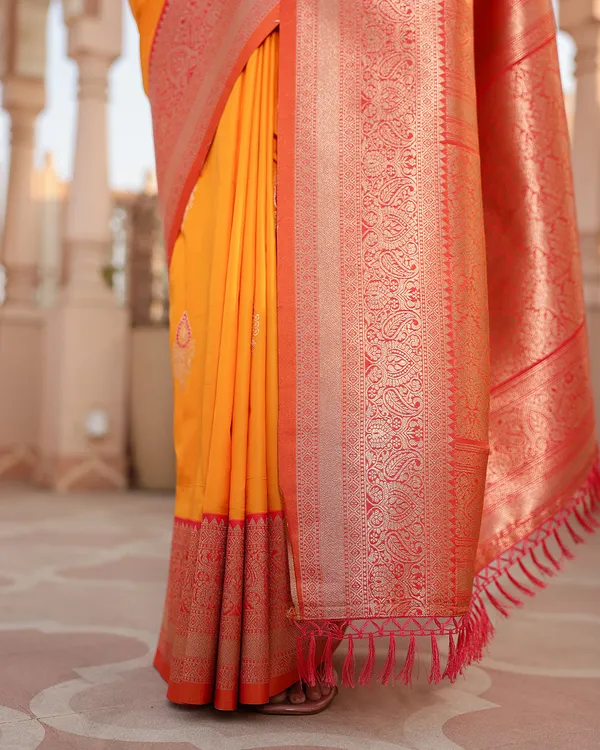 Marigold_Paisley_Border_Silk_Saree