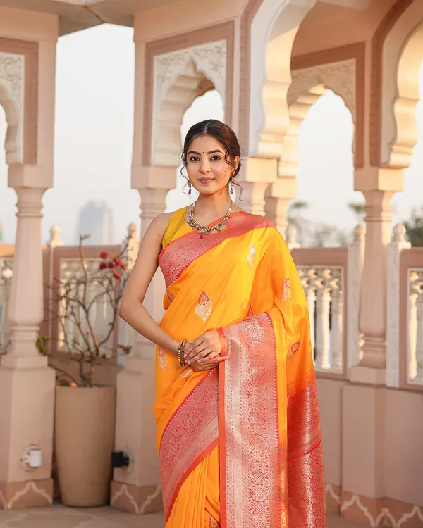 Marigold_Paisley_Border_Silk_Saree