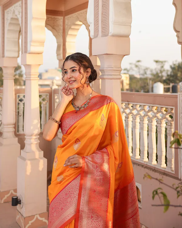 Marigold_Paisley_Border_Silk_Saree