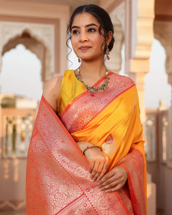 Marigold_Paisley_Border_Silk_Saree