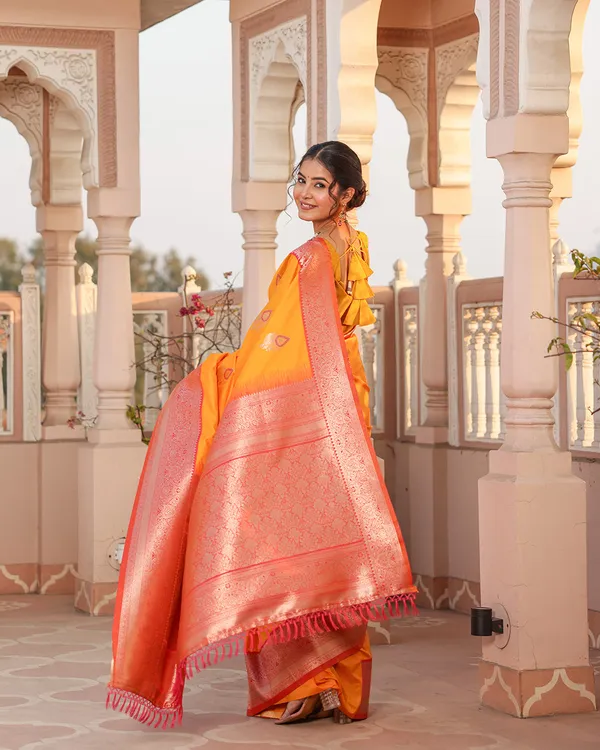 Marigold_Paisley_Border_Silk_Saree