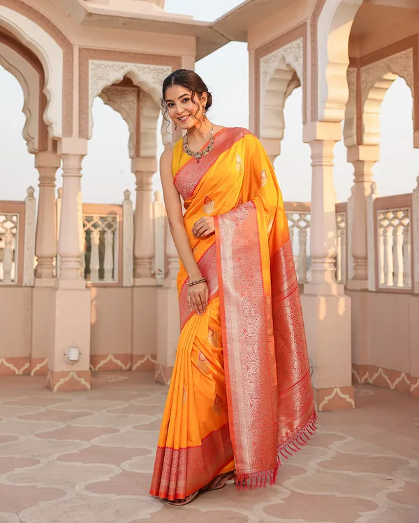 Marigold_Paisley_Border_Silk_Saree