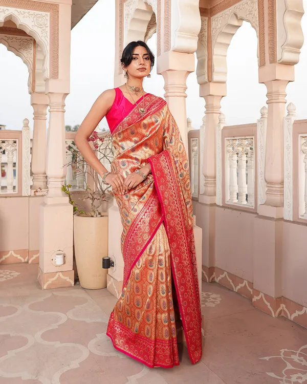 Golden_Pink_Zari_Weave_Silk_Saree