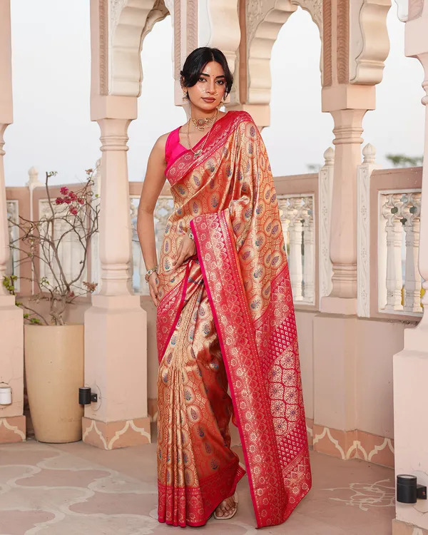 Golden_Pink_Zari_Weave_Silk_Saree