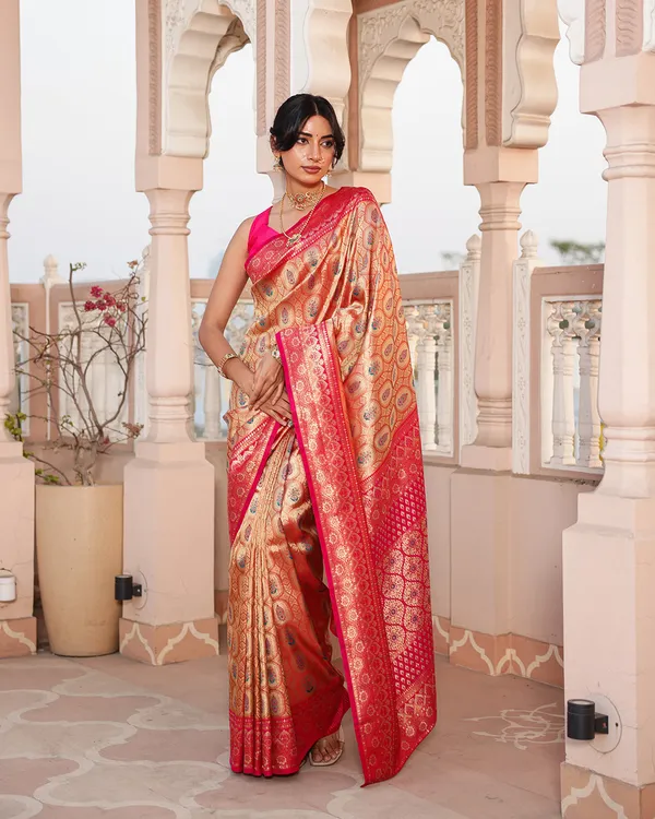 Golden_Pink_Zari_Weave_Silk_Saree