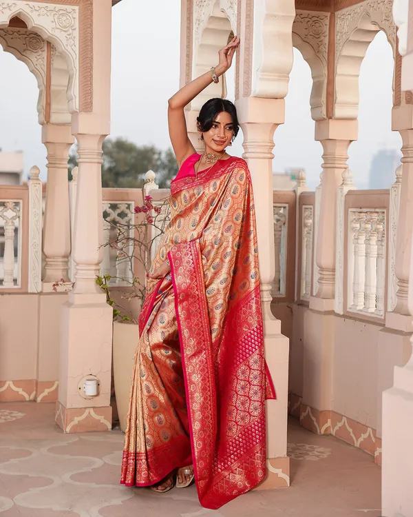 Golden_Pink_Zari_Weave_Silk_Saree