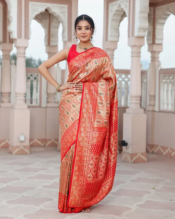 Golden_Red_Zari_Weave_Silk_Saree