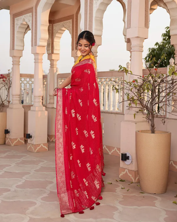 Deer_Motif_Shimmer_Georgette_Saree