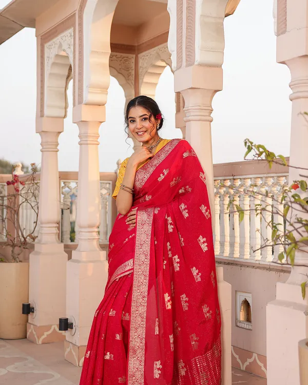 Deer_Motif_Shimmer_Georgette_Saree